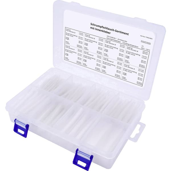 TRU COMPONENTS T1902CA003 Krympslang sortiment Transparent Krympförhållande:3:1 300 st