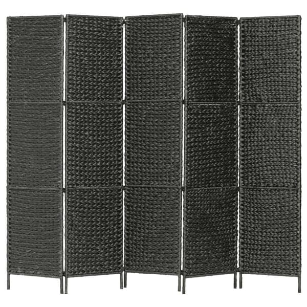 vidaXL rumdeler med 5 paneler 193 x 160 cm vandhyacint sort