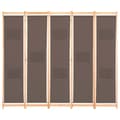 Miniatyrbillede 2 af 8: vidaXL 5-panels rumdeler 200 x 170 x 4 cm stof brun