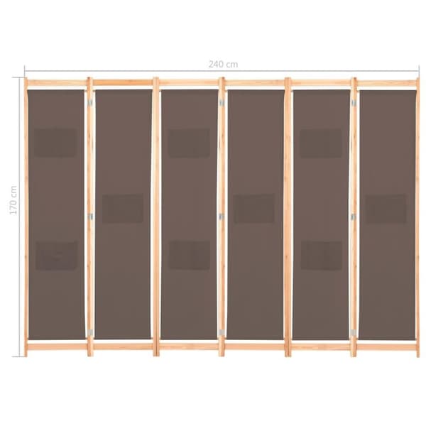 vidaXL 6-panels rumdeler 240 x 170 x 4 cm stof brun