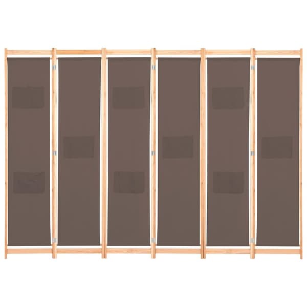 vidaXL 6-panels rumdeler 240 x 170 x 4 cm stof brun