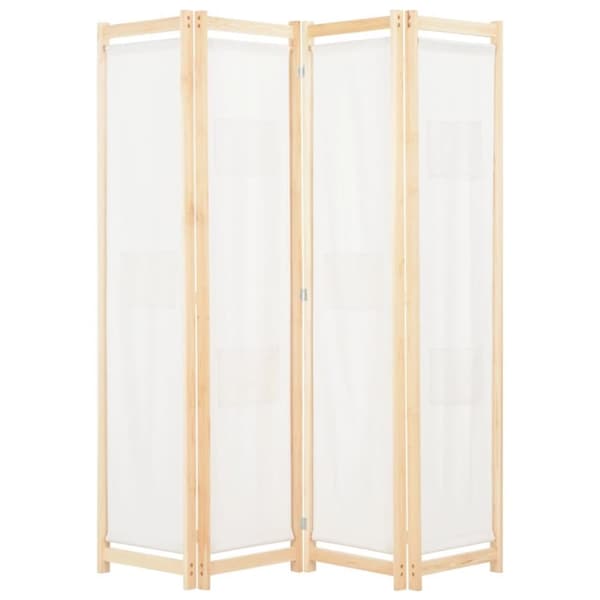 vidaXL 4-panels rumdeler 160 x 170 x 4 cm stof cremefarvet