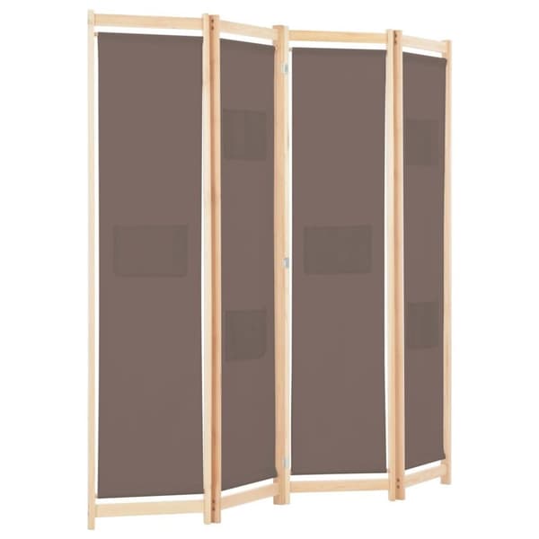 vidaXL 4-panels rumdeler 160 x 170 x 4 cm stof brun