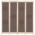 Miniatyrbillede 2 af 8: vidaXL 4-panels rumdeler 160 x 170 x 4 cm stof brun