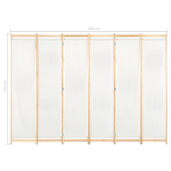 vidaXL Romdeler 6 paneler krem 240x170x4 cm stoff