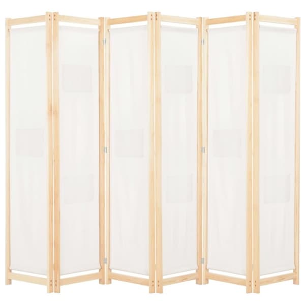 vidaXL Romdeler 6 paneler krem 240x170x4 cm stoff