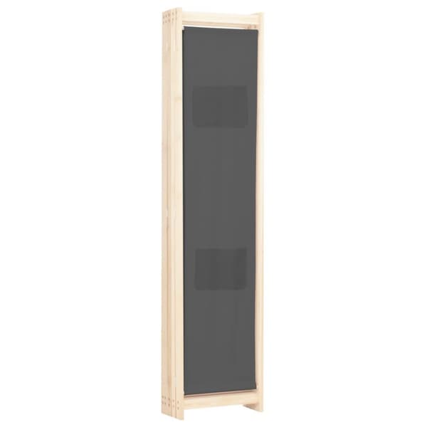vidaXL Romdeler 5 paneler grå 200x170x4 cm stoff