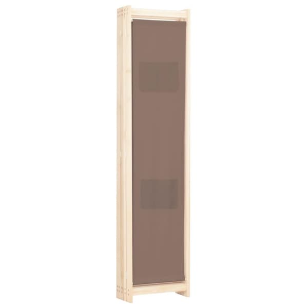 vidaXL Romdeler 5 paneler brun 200x170x4 cm stoff
