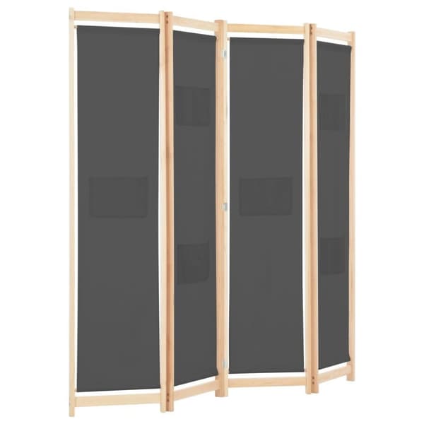 vidaXL Romdeler 4 paneler grå 160x170x4 cm stoff