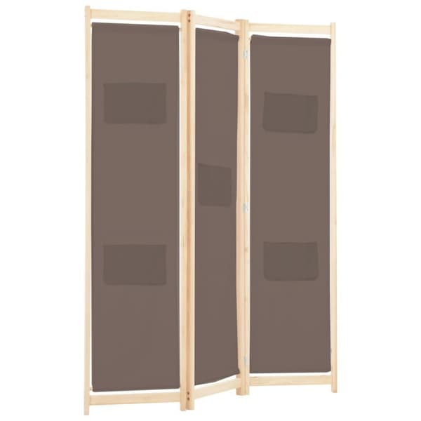 vidaXL Romdeler 3 paneler brun 120x170x4 cm stoff