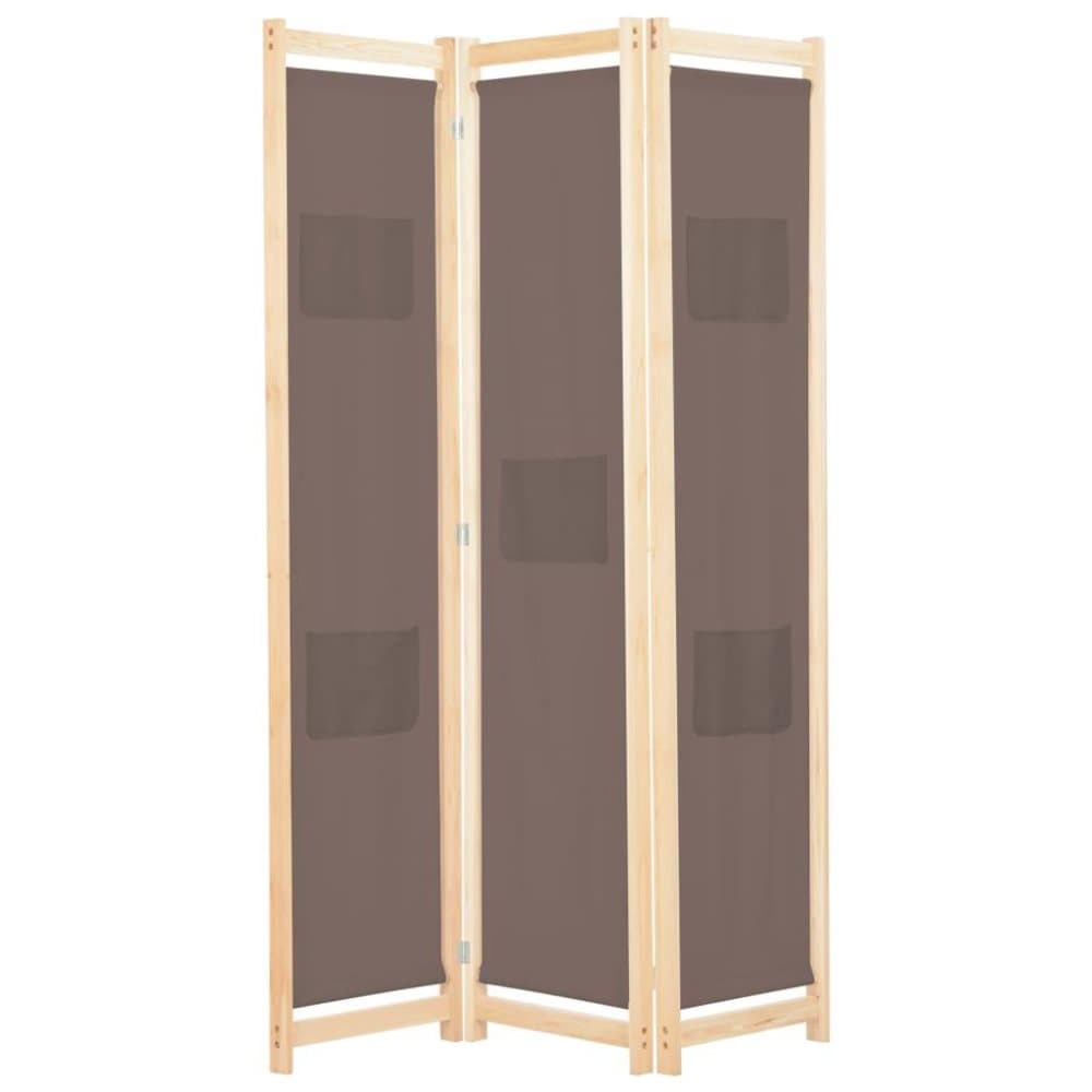 vidaXL Rumsavdelare 3 paneler 120x170x4 cm brun tyg