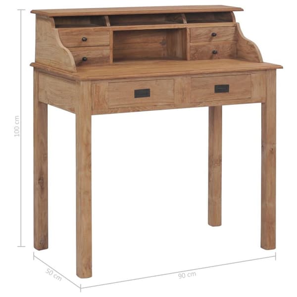 vidaXL Skrivbord 90x50x100 cm massiv teak