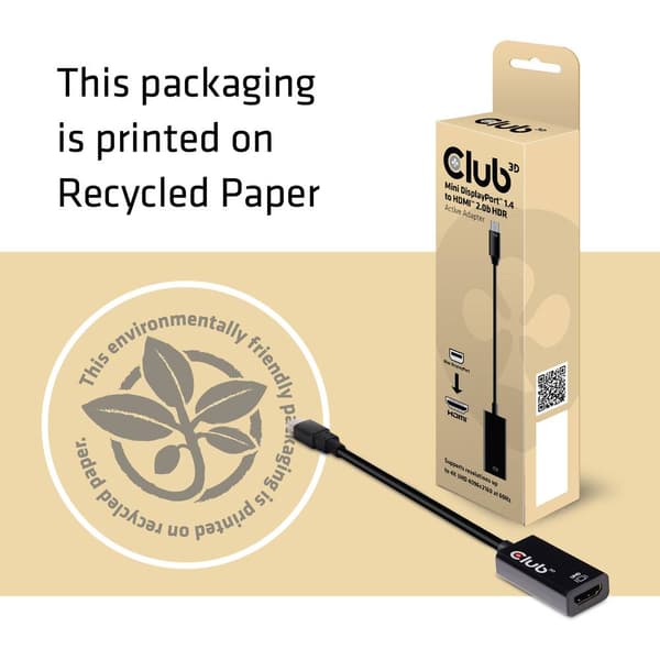 club3D CAC-1180 DisplayPort Adapter [1x DisplayPort hane - 1x HDMI hona] Svart