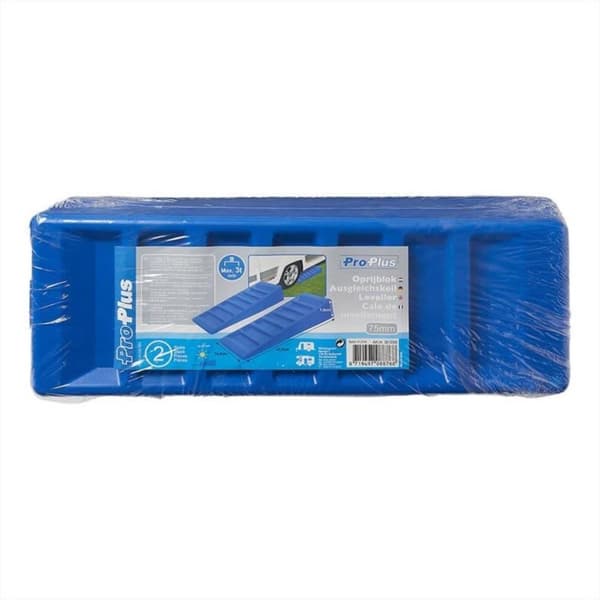ProPlus 2-delers campingvogn-utjevnersett 75 mm plast blå