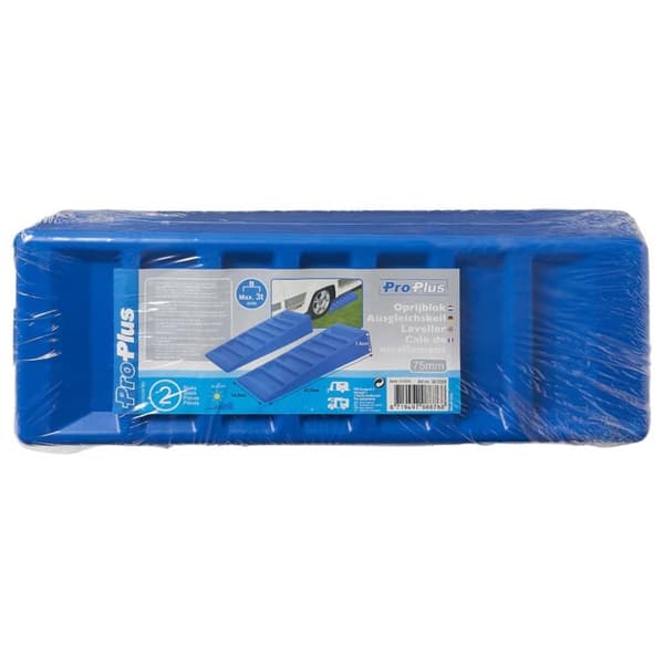 ProPlus 2-delers campingvogn-utjevnersett 75 mm plast blå