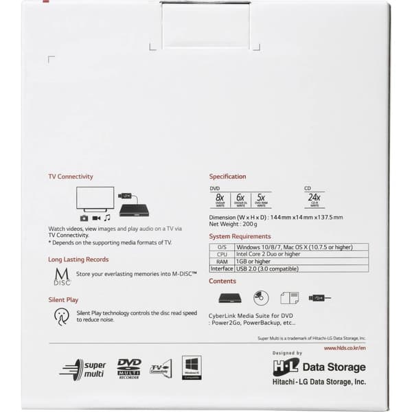 HL Data Storage GP60 DVD-brännare extern Box USB 2.0 Svart