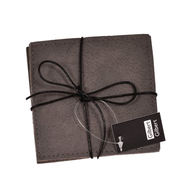 Coasters grå læder look 4-pack
