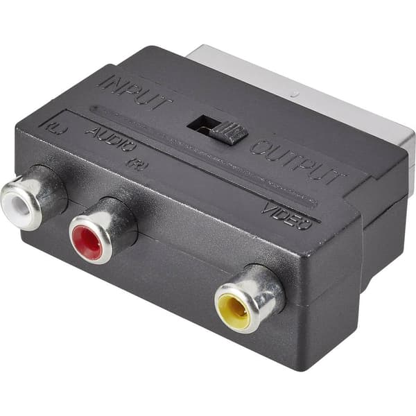 SpeaKa Professional SP-7870340 RCA / SCART Adapter [3x RCA-hona - 1x SCART hane] Svart med omkopplare