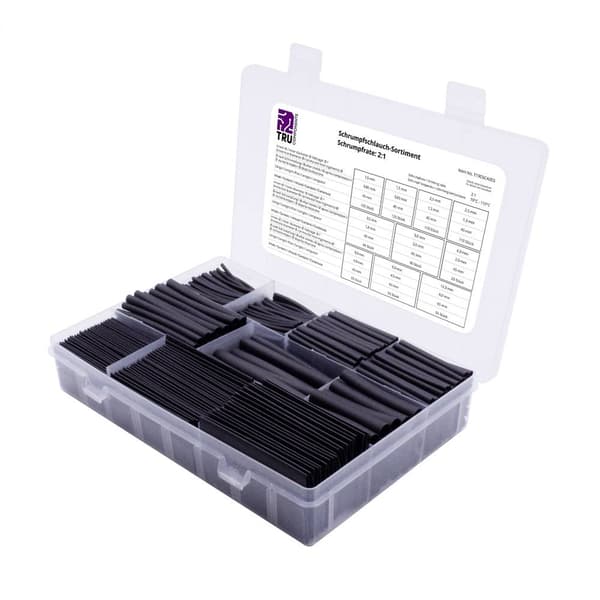 TRU COMPONENTS T1905CA055 Krympslang sortiment Svart Krympförhållande:2:1 750 delar