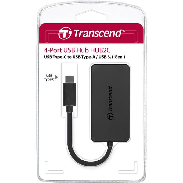 Transcend TS-HUB2C 4 Port USB-Hub 3.0 Svart