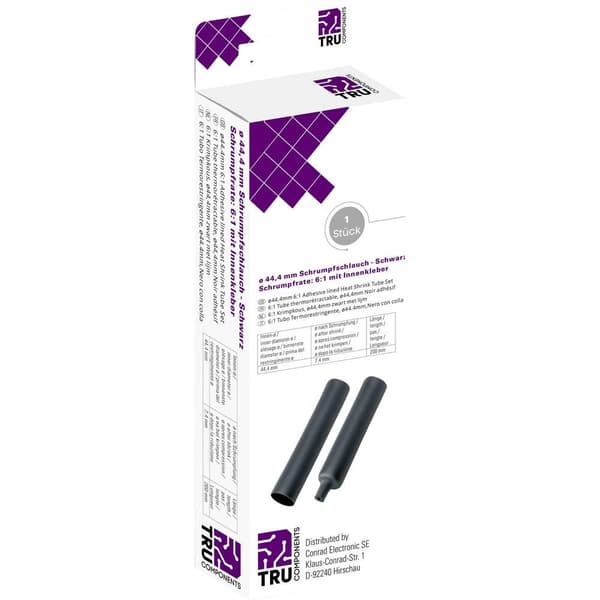TRU COMPONENTS T1904CA049 Krympslang med lim Svart 44.40 mm 7.40 mm Krympförhållande:6:1 1 st