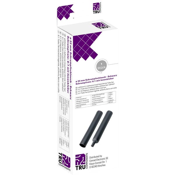 TRU COMPONENTS T1904CA048 Krympslang med lim Svart 33 mm 5.50 mm Krympförhållande:6:1 1 st