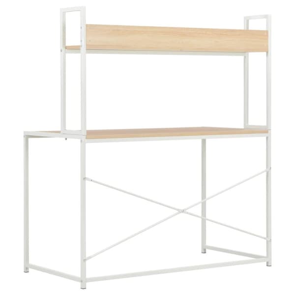 vidaXL Datorbord vit och ek 120x60x138 cm