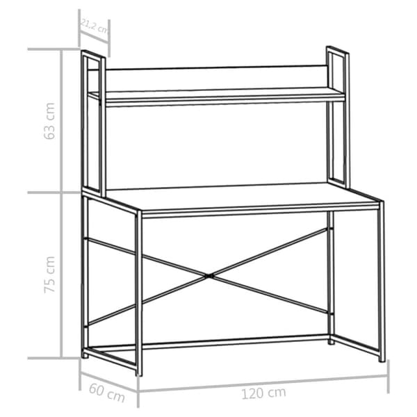 vidaXL Datorbord vit och ek 120x60x138 cm