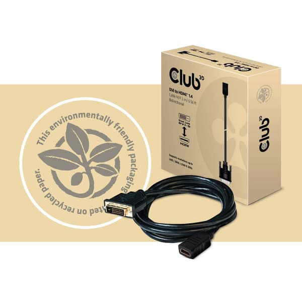 club3D CAC-1010 DisplayPort Adapter [1x DisplayPort hane, USB 2.0 A hane - 1x DVI-hona 24+5 pol] Svart 0.60 m