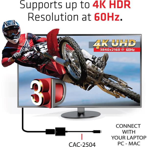 club3D CAC-2504 USB Adapter [1x USB 3.2 Gen 1 C hane (USB 3.1) - 1x HDMI hona] Svart