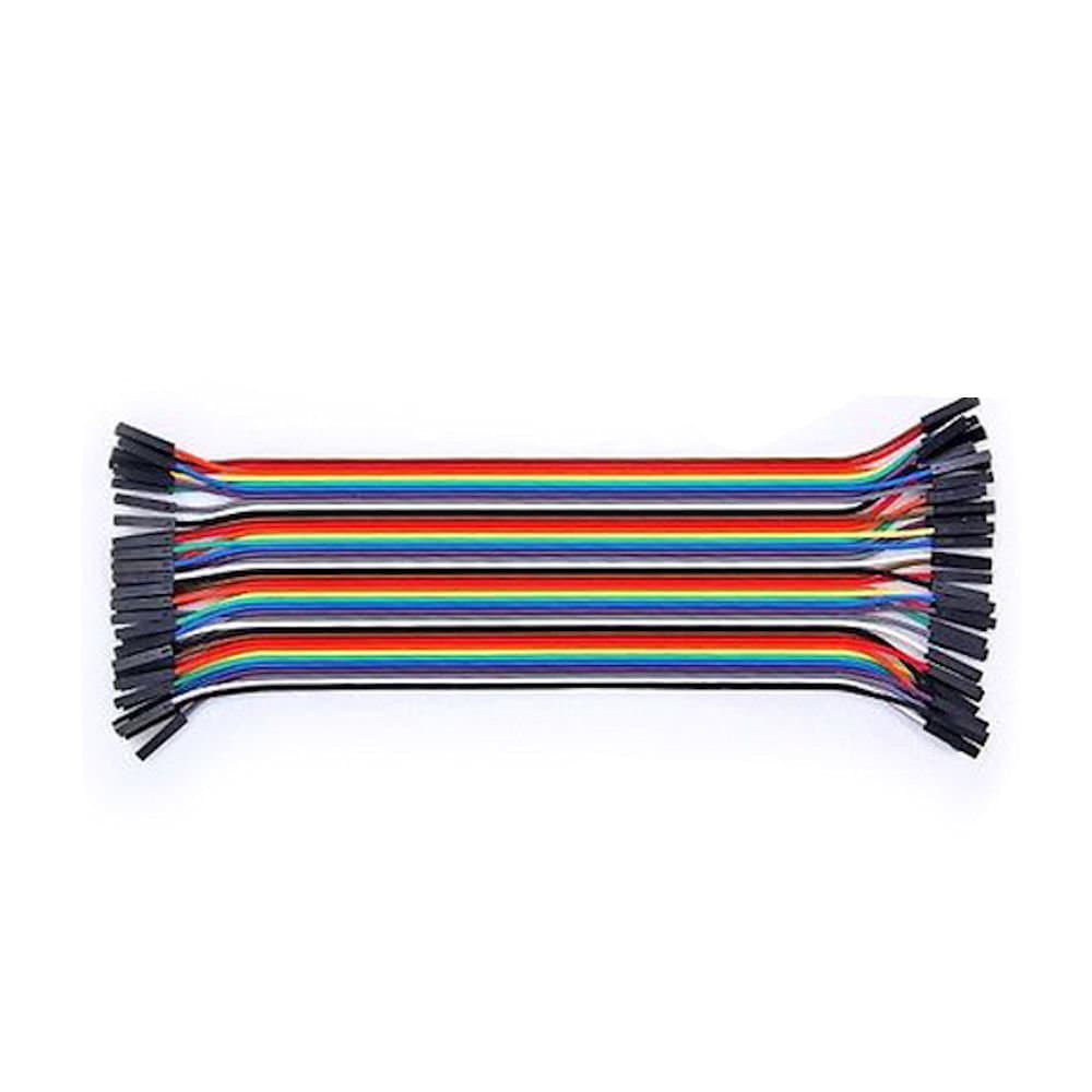20 cm Flatkabel med hona-hona kontakter, 40 kablar bred, passar Arduino