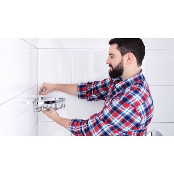 tesa 40200-00000-00 ALUXX Hörnduschkorg Lim Krom (glänsande)