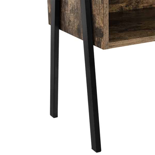[en.casa] Stabelbart bord - 52x42x35cm - metal - spånplade - sort - træ farvet