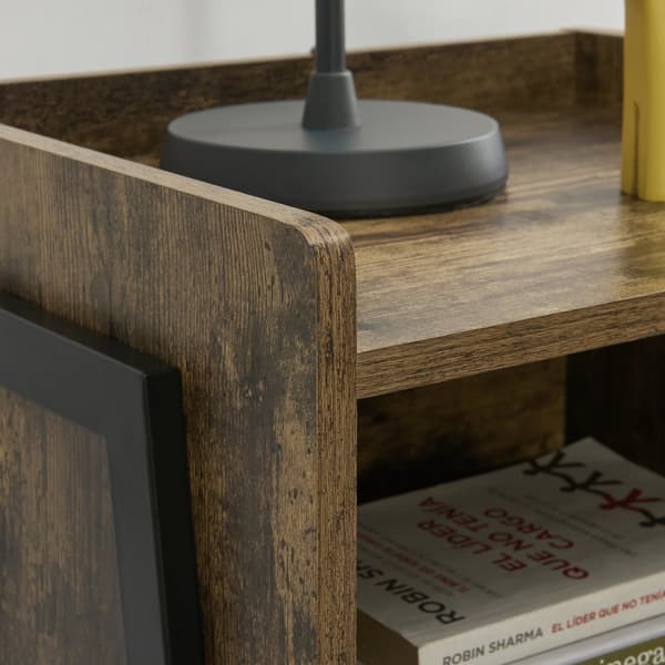 [en.casa] Stabelbart bord - 52x42x35cm - metal - spånplade - sort - træ farvet