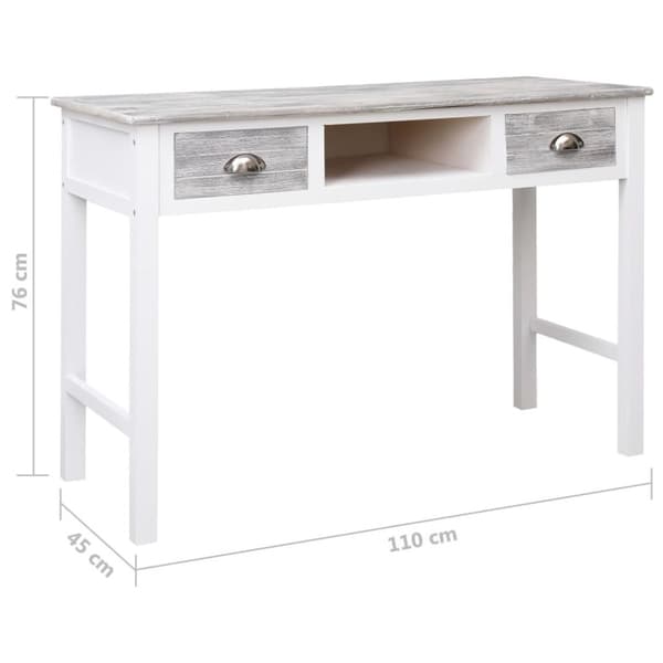 vidaXL Kirjoituspöytä harmaa 110x45x76 cm puinen