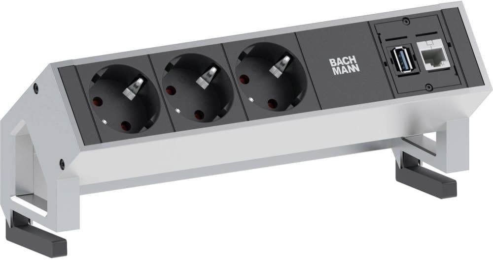 Bachmann 902.501 Stikdåse uden afbryder Schuko 3x Sort, Slv Stik med jordkontakt 1 stk