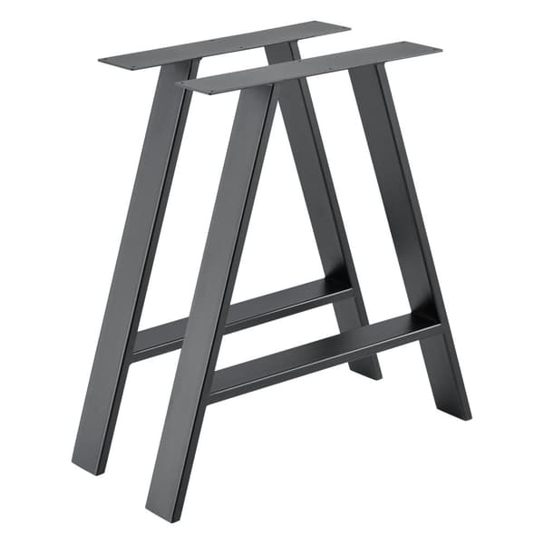 [en.casa]® Bordben i sæt - 2 stk. - 70x10x72cm - A-formet - stålgrå