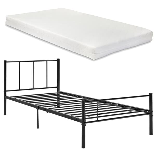 Säng i metall Hercules inkl. madrass svart reptålig 200x90 [en.casa]