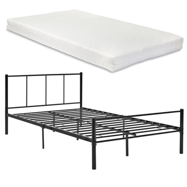 Säng i metall Hercules inkl. madrass svart reptålig 200x120 [en.casa]
