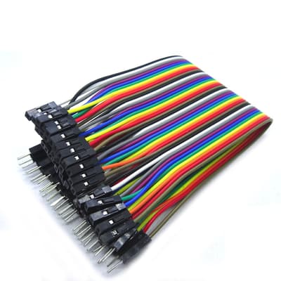20 cm Flatkabel med hona-hane kontakter, 40 kablar bred, passar Arduino