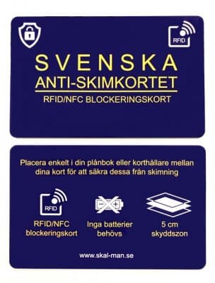 Svenska Anti-Skimkortet RFID Bank och Kreditkortsskydd