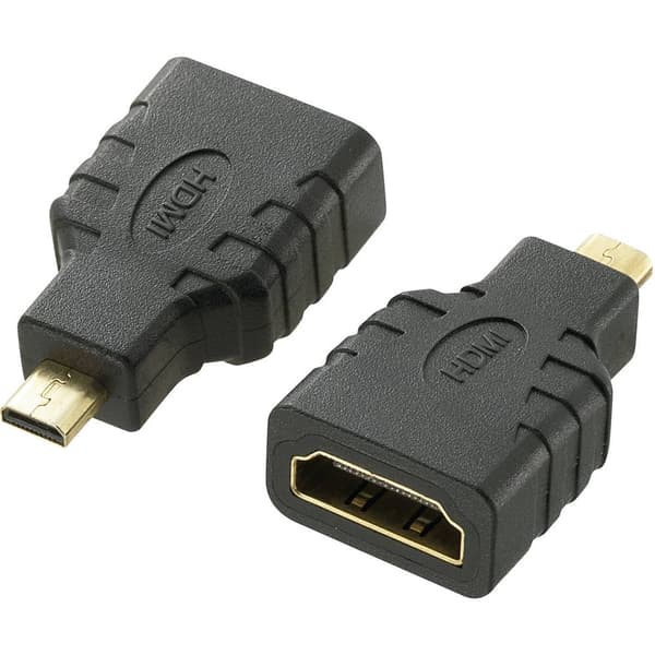 SpeaKa Professional SP-7870184 HDMI Adapter [1x HDMI hane D Mikro - 1x HDMI hona] Svart guldpläterad kontakt, Audio Ret
