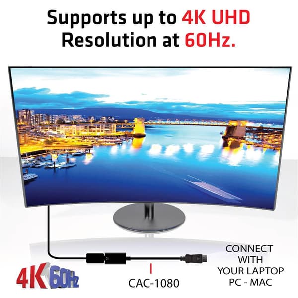 club3D CAC-1080 DisplayPort Adapter [1x DisplayPort hane - 1x HDMI hona] Svart