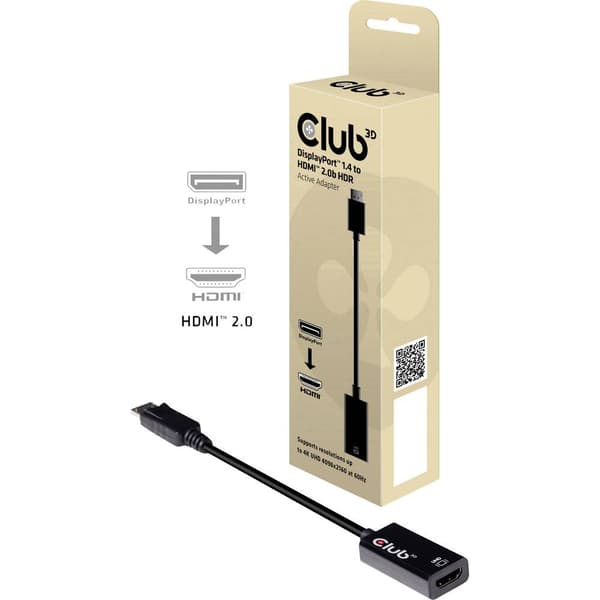 club3D CAC-1080 DisplayPort Adapter [1x DisplayPort hane - 1x HDMI hona] Svart
