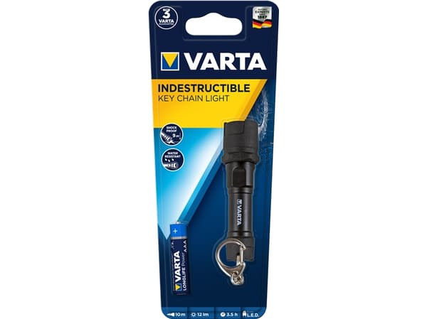Varta 16701 101 421, Avaimenperätaskulamppu, Musta, Kumi, 9 m, IPX4, LED
