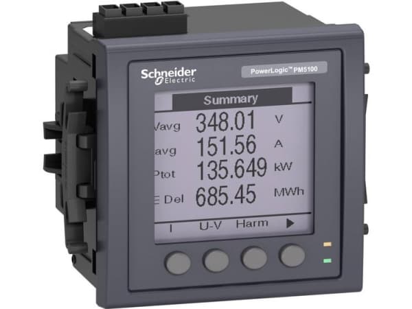 Schneider Electric PM5110, Innland, Strøm, Power factor, Power frequency, Spenning, Sort, LCD, Flush-montert, firkant
