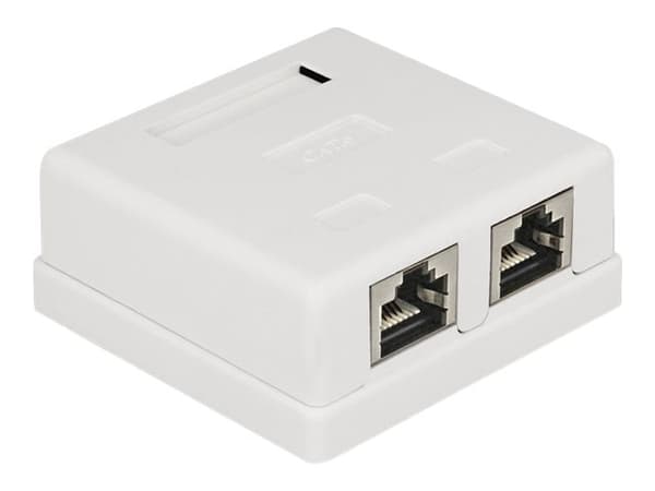 Delock Modular Wall - Stik til montering på overflade - CAT 6 - STP - RJ-45 X 2 - hvid
