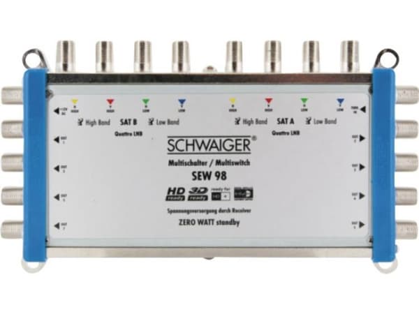 Schwaiger SEW98 531, 9 lähtöä, 8 tuloa, 950 - 2150 MHz, 5 - 790 MHz, F, 14V,18V