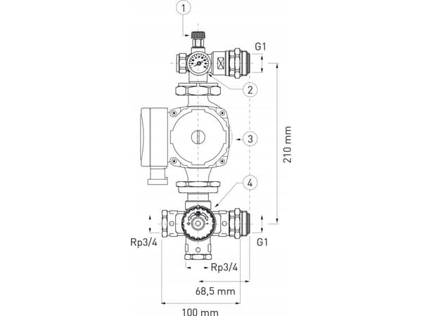 Ferro GM60GPA BLANDEGRUPPE FOR 1" AVDELER MED ELEKTRONISK PUMPE 25-6 130 // TG.SIZE.MIXING GROUP-60