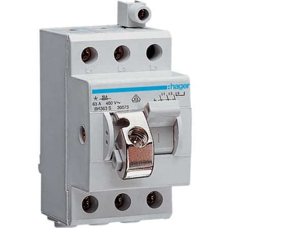 Hager SH363S, 3P, Blå, Grå, 400 V, 50 - 60 Hz, 63 A, 43,8 mm